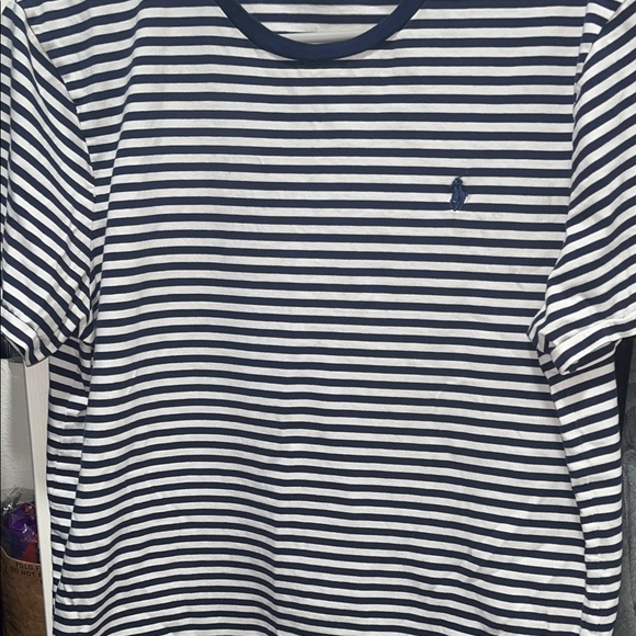 Ralph Lauren Other - Preowned Ralph Lauren Custom Slim Fit TShirt Size Medium  Blue Striped Logo Polo